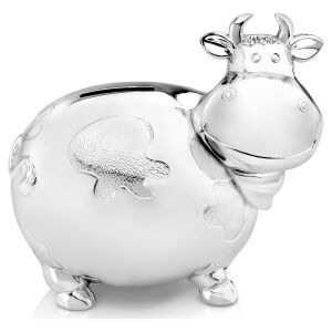 Ezüst malacpersely gyereknek, elegáns ajándéknak, tehén | Méret: 95x141x125 mm | Cikkszám: ZV6159261