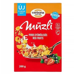 Müzli CERBONA piros gyümölcsös dobozos 200 g 147234363 - Gabonapehely
