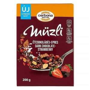Müzli CERBONA étcsokoládés epres dobozos 200 g 147234365 - Gabonapehely