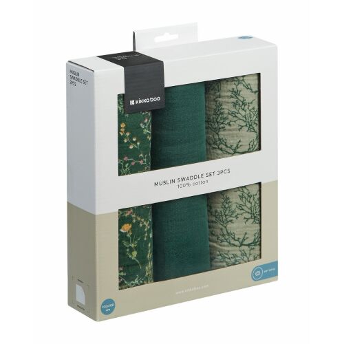 Kikkaboo kifogó 3 db muszlin 100x100cm Secret Garden zöld 147235087