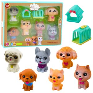 Figurakészlet Gumi kutyáknak Nyikorgó Kennel Szállító 6 db 147235321 - Lean Toys