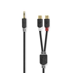 Nedis cabw22250at02 sztereo audió kábel 3,5mm sztereo jack - 2x rca aljzat,  aranyozott,  0,20m CABW22250AT02 147240610 - RCA kábel