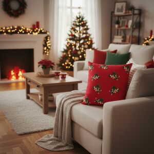 Ünnapi piros harangos párna Díszpárna: 2 db-os szett 147241902 - Díszpárna