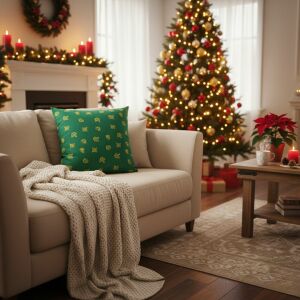 Ünnapi zöld harangos és faágas párna Díszpárna: 2 db-os szett 147241919 - Díszpárna