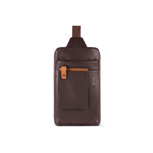 Piquadro, Tallin, Leather, Textile Bag, Mono Sling, Brown, For Men, 20 x 33 x 5 cm 147243043