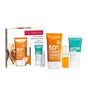 Set Clarins: Clarins, Hydrating, Sunscreen Cream, For Face, SPF 50+, 50 ml + After Sun, Regenerating, After-Sun Balm, 30 ml + Lip Confort, Lip Oil, 01, 7 ml 147243049 - Szépség & Egészség