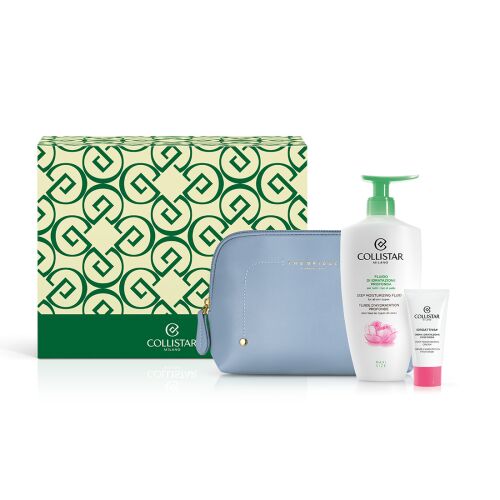 Set Collistar: Special Perfect Body - Deep Moisturizing Fluid, Italian Peony Extract, Hydrating, Day, Body Lotion, 400 ml + Idro-Attiva+, Deep Moisturizing, Gel Cream, Face, 25 ml + The Bridge, GWP Textile Pouch, Blue 147243728