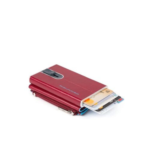 Piquadro, Blue Square, Leather Card Holder, Square Sliding System with Zipped Coin Pocket, PP5359B2R-R, Red, For Men 147243885