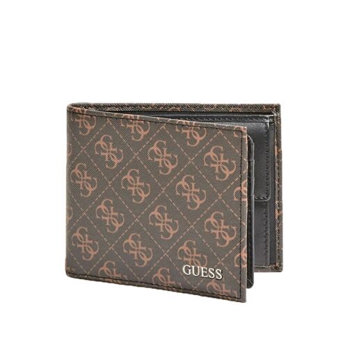 Guess, Vezzola, Textile Wallet, Billfold, w/sf w/cp, Brown Logo, For Men