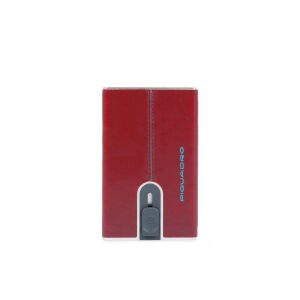 Piquadro, Blue Square, Leather Card Holder, Square Sliding System with Money Clip, PP5358B2R-R, Red, For Men 147244631 - Okmány- & Kártyatartó