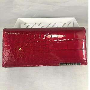Gregorio BC-122 piros krokodil mintás bőr pénztárca - Női kiegészítő