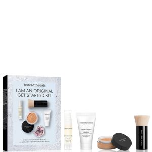 I Am An Original Set BareMinerals: Prime Time, Vitamin E, Smooth Wear, Foundation Primer, Golden Tan, 15 ml + Original, Liquid Foundation, SPF 15, 2 g + Mineral Veil, Matte Finish, Loose Setting Powder, Golden Tan, 2 g + BareMinerals, Setting, Powder Brus
