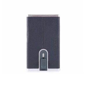 Piquadro, Black Square, Leather Wallet, Square Sliding System with Compact for Banknotes, PP4891B3RBLU4, Blue, For Men