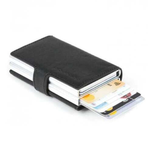 Piquadro, Piquadro, Leather Card Holder, Credit Card Case, Black, Unisex
