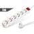 White 6-socket power strip with on/off switch and 3m cord