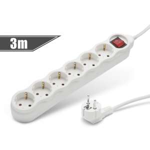 6-outlet power strip with switch, 3-meter cable - Power Strip