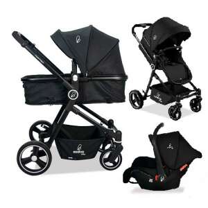 Asalvo Copenhague Kinderwagen, schwarz, 3 in 1, inklusive Tragetasche, Sportwagenaufsatz und Autositz - Babys & Toddler
