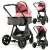 Asalvo Sidney stroller with carrycot, car seat, and sport seat, pink