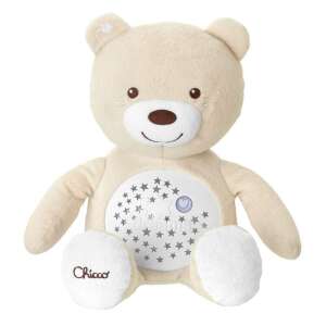 Chicco Baby Bear pluszowa lampka nocna z projektorem, beżowa, z wzorem gwiazd i księżyca - Lampka nocna, projektor