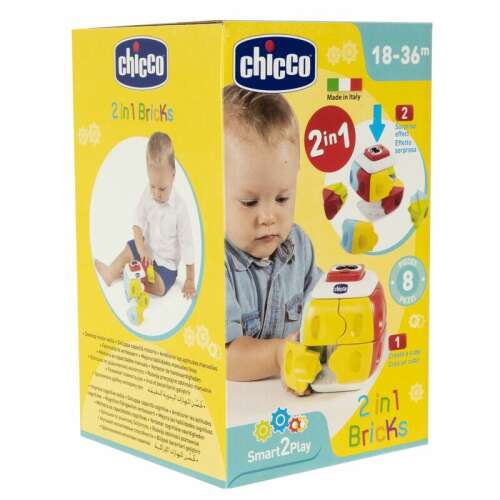 Chicco 2in1 Bricks building toy for babies, colorful blocks, 8 pieces, 18-36 months, product packaging