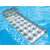 Silver inflatable pool float with headrest and cup holders in the pool