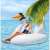 Intex Mega Swan Island inflatable pool float in a swimming pool
