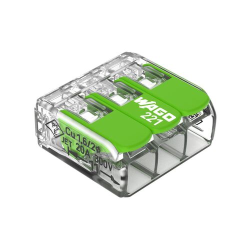 Green Range gyorscsatlakozó 2x0,2-4mm2 átlátszó / zöld 221-423 /50db/ 147247285