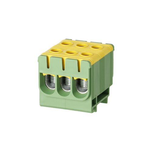 Elágazó elosztóblokk 3-ágú Al/Cu 2,5-50mm2 (max. 50mm2) TH35 sínre sárga-zöld FJ-E50/3/D HEDO 147247463