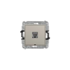 MINI egyszeres számítógépes aljzatmechanizmus 1xRJ45, kat. 5e, árnyékolt, 8 érintkezős, leíró mező nélkül taupe 60MGKBO-1e