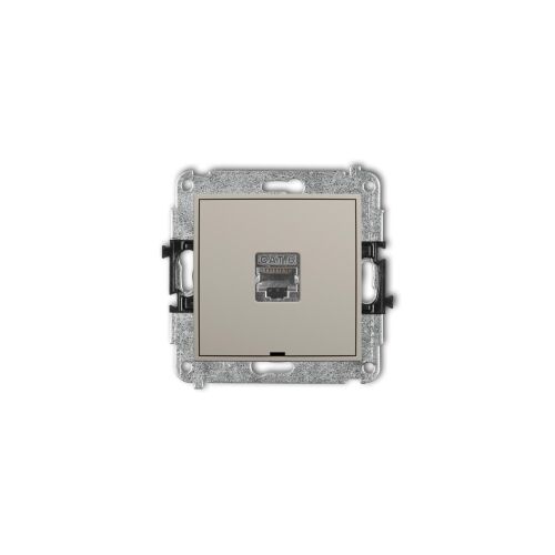 MINI egyszeres számítógépes aljzatmechanizmus 1xRJ45, kat. 5e, árnyékolt, 8 érintkezős, leíró mező nélkül taupe 60MGKBO-1e 147247699