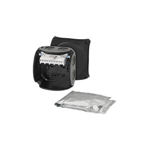 Cutie de montaj WP 0404 B de suprafață 104x104x70mm pentru umplere cu masă de etanșare, etanșă IP68, neagră HENSEL 147248046 - Doze de legătură și conexiune