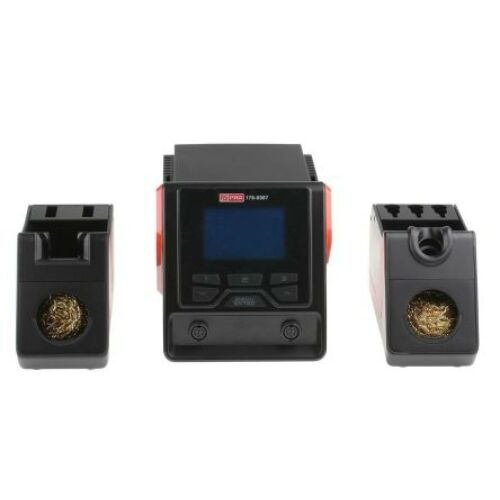 Kétcsatornás digitális forrasztó állomás, 2 kimenet, 230V, F típusú — Schuko dugó, G típusú — brit 3 érintkezős