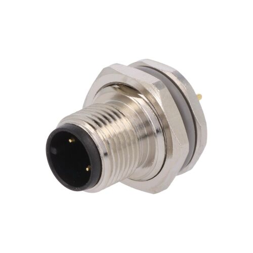Kör alakú csatlakozó M12 férfi egyenes szerelvény THT 3pin 250V T4140012031-000