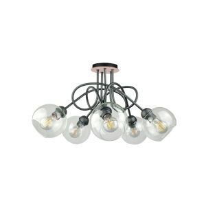 Modern mennyezeti lámpa 5xE27 EVIE BLACK/WOOD 147248298 - Lámpa & Világítás