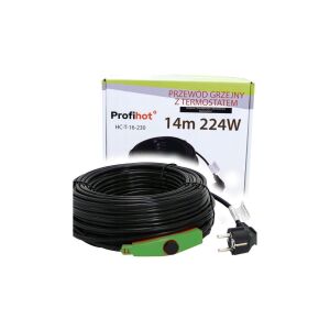 FŰTŐKABEL FŰTŐVEZETÉK TERMOSZTÁTTAL vízelvezetőkhöz csövekhez 230V 224W 14M