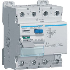 Wyłącznik różnicowoprądowy 4P 63A 300mA 10kA typ B+ CFB663D 147248878 - Wyłącznik automatyczny