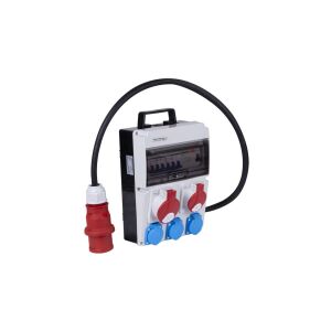 Építőipari kapcsolóberendezés CAS_4-SFI hermetikus IP44 Felszerelt + 2x 5p erőcsatlakozó (400V 32A + 16A) + 3x 2P+Z aljzat (230 V 16A 147249066 - Elosztó