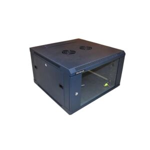 19 colos falagszekrény ZETA 6U 600x600 RAL9004 üvegd