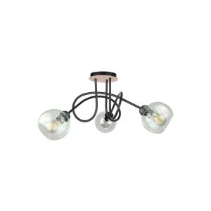 Modern mennyezeti lámpa 3xE27 EVIE BLACK/WOOD