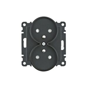 Hager Lumina Gniazdo zasilające z uziemieniem podwójne z przesłoną styków 16A/250VAC srebrne WL1342 147249216 - Lampy i oświetlenie