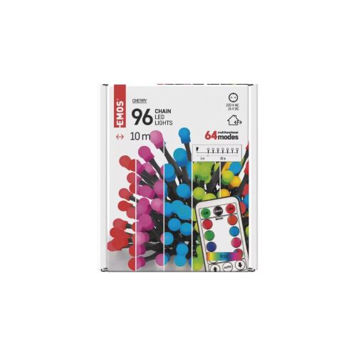 Emos LED Fényfüzér Cherry időzítővel 10m RGB, távirányítható 147249226