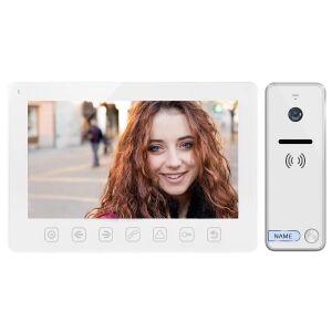 Videókaputelefon készlet, kagyló nélküli, színes, 7" LCD, OSD menü, kapunyitás, fehér NOVEO 147249280 - Kaputelefon