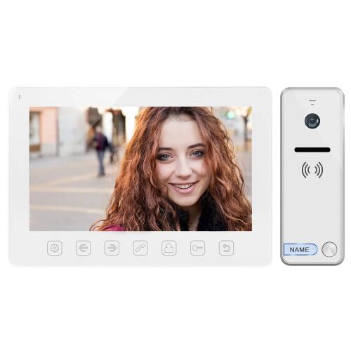 Videókaputelefon készlet, kagyló nélküli, színes, 7" LCD, OSD menü, kapunyitás, fehér NOVEO 147249280
