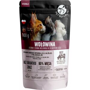 PET REPUBLIC Sterile Wołowina drobno siekana - mokra karma dla kota - 100 g 147249342 - Trzymanie kotów