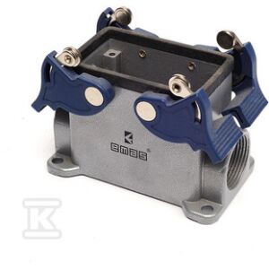 Przyłącze metalowe, puste, 10 pin, 16 A, boczne przył. (montaż pow.), ręczne zamknięcia z rolką - plastikowe T0-EBM10GD14 147249614 - Złącze przemysłowe