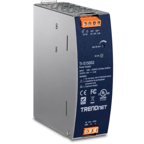TRENDnet Dinpánt tápegység 150 W, 52 V DC, 2,89 A, AC-ról DC-re 147249643