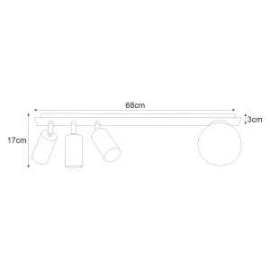 Mennyezeti lámpa ALBIO reflektorokkal rozettán – GU10, üveg E14-es kupola nappaliban K-4136 Kaja Lighting
