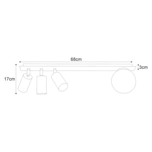 Mennyezeti lámpa ALBIO reflektorokkal rozettán – GU10, üveg E14-es kupola nappaliban K-4136 Kaja Lighting 147249749