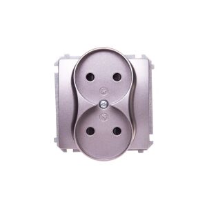 Simon Basic soclu dublu b/u 16A 250V oțel inoxidabil BMG2MZ.01/21 147250128 - Conectori și mufe