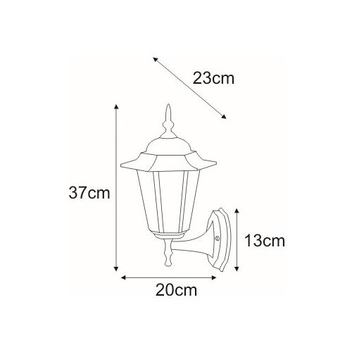 Homlokzati lámpa retro stílusú, STANDARD fekete, IP44 E27-es K-5009A UP Fekete Kaja Lighting 147250244